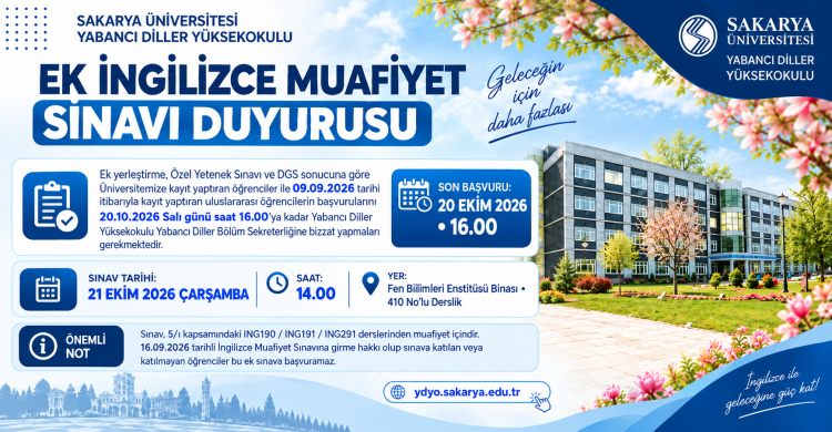 Ek İngilizce Muafiyet Sınavı Duyurusu